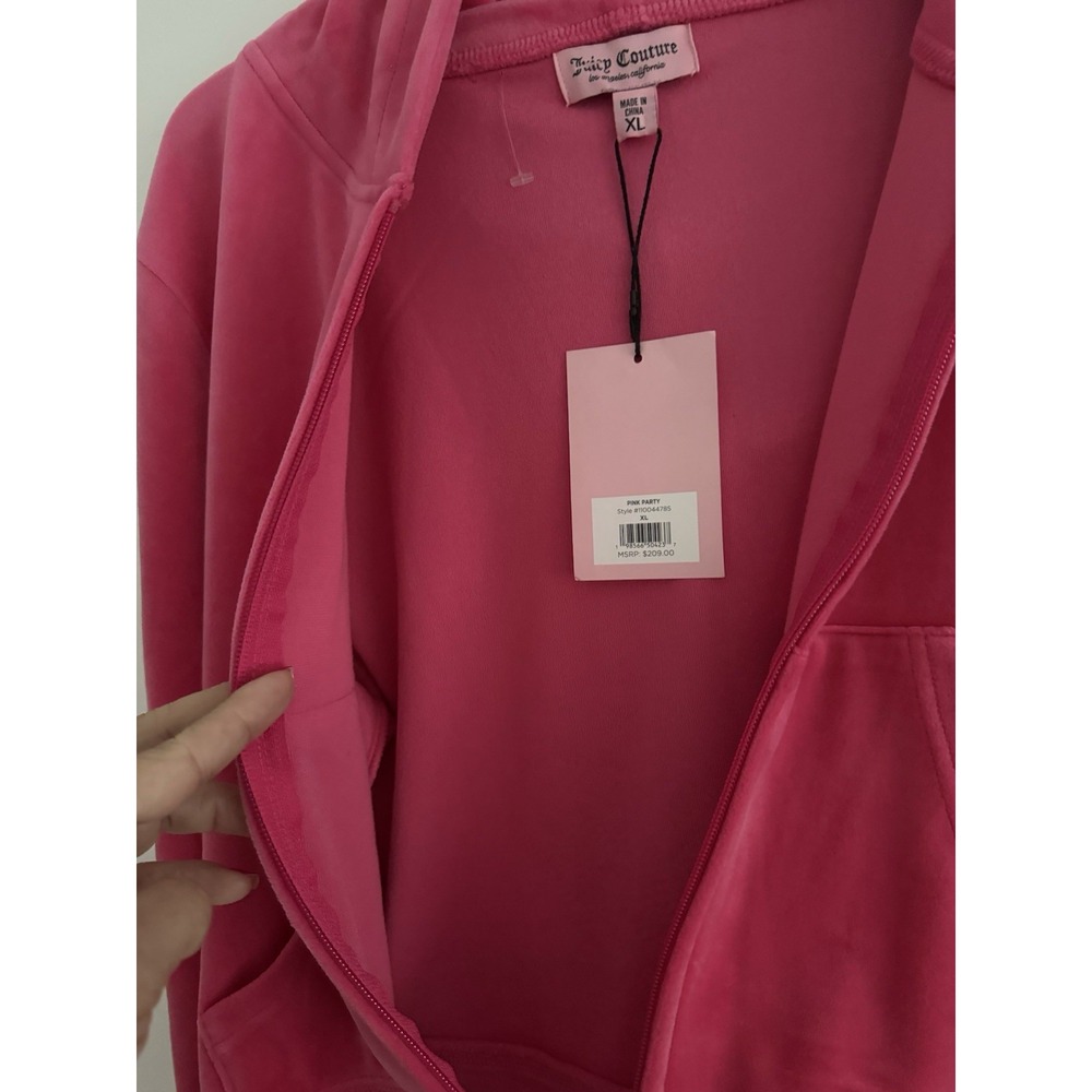 Juicy Couture‎ L, XL Velour Vixen Pink Bling Cropped Low Rise Tracksuit NWT - Picture 6 of 13